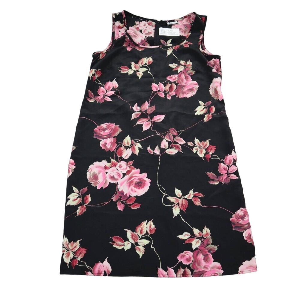 Believe Dress Womens L Black Floral Sleeveless Scoop Neck Above Knee Length